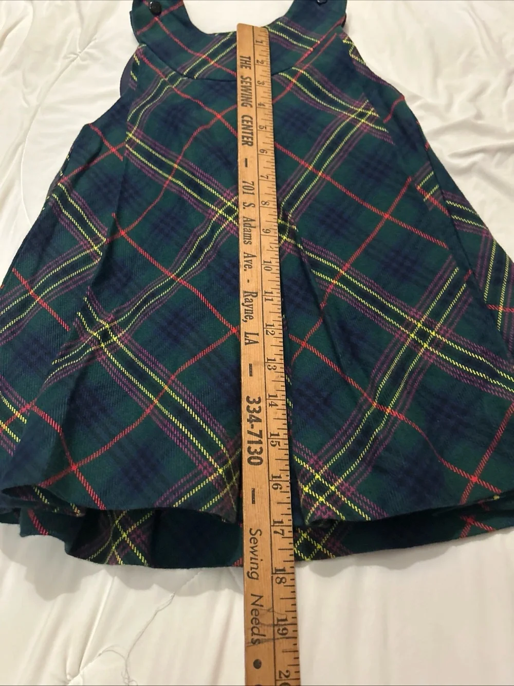 Ralph Lauren Girls' Navy Green Tartan Plaid Tank Dress Red & Yellow Accents 24 M